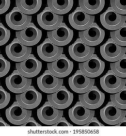 Pattern with circle spiral elements. Seamless texture. Vector art.