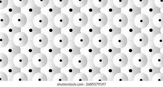 A pattern of circles with concentric rings and a solid black dot in the center.