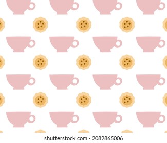 Pattern with circles and cookies on a light background. 