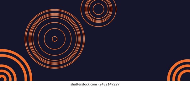 Muster Kreise Linien. 3D-Hintergrund Geometrische Vibrationslinien in Orange Farbe. Abstrakte Echos Energetische Textur für Werbung, Web, Social Media, Poster, Banner, Cover. Vektorgrafik.