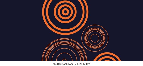 Pattern Circles Lines. 3d Background Geometric Vibrate Lines in Orange Color. Abstract Echoes Energetic Texture for Advertising, Web, Social Media, Poster, Banner, Cover. Vector illustration.