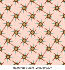 A pattern of circles and squares in a light pink and brown color