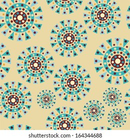 pattern with circles and triangles on a beige background