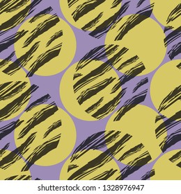 Pattern of circles with Zebra skin texture and  bubbles  on violet background. Eps10