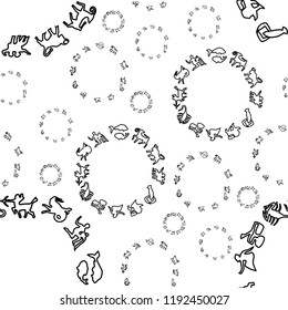 A pattern of circles. Zodiac signs contours. Icons
