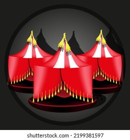 Pattern  With A Circus Tent. Beautiful Background With A Circus Tent And Copy Space. Vector Illustration With A Circus. The Concept Of The Opening Of The Circus Season. 