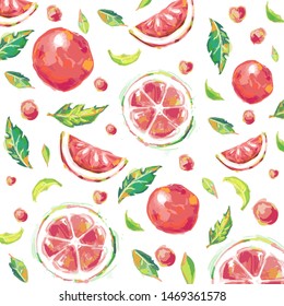 Pattern of citrus grapefruit print, trendy exotic sunny background. creative Hand-drawn watercolor effect for textile, printing on surfaces clipart isolated. vector illustration