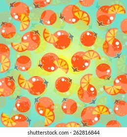 Pattern with citrus silhouettes on a blue background.