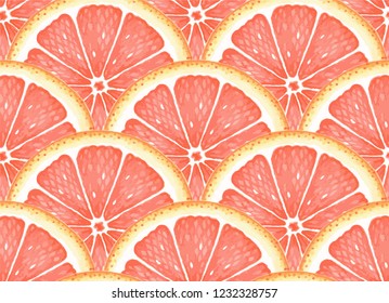 Pattern with citrus. Watercolor grapefruit. Suitable for curtains, wallpaper, fabrics, wrapping paper.