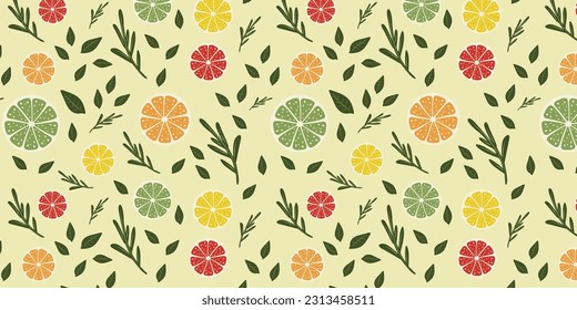 Pattern with citruses, seamless background with fruits, vector illustration in flat style style