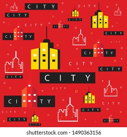 pattern city with bold colors suitable for decoration and others.