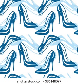 pattern classic female shoes high heel blue