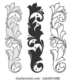 pattern in classic style, isolate on a white background, baroque ornament