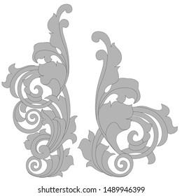 pattern in classic style, isolated on a white background, baroque ornament