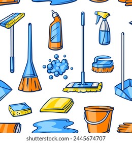 Pattern with cleaning items. Housekeeping background for service and advertising.