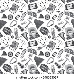 Pattern of climbing icons. Alpines.