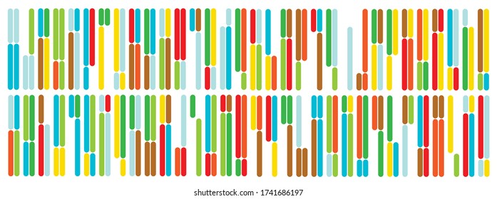 pattern of clip art chromosome in different colors and size with random lost of sister chromatids