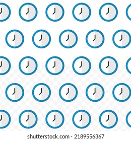 Pattern of clock in transparent background (PNG) with mini doodle (icons). Vector Illustration