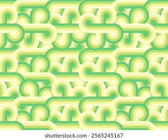 pattern of closely spaced, thick, horizontal curved lines in pastel shades of green and yellow.