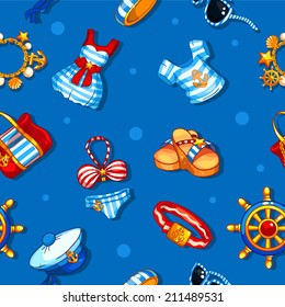 The pattern of clothes in a marine style