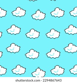 Pattern cloud pixel art. Old vintage video game.