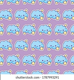 pattern of clouds and stars, patch style vector illustration design
