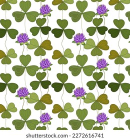 Pattern with clover flowers.Vector pattern with clover flowers on a transparent background.