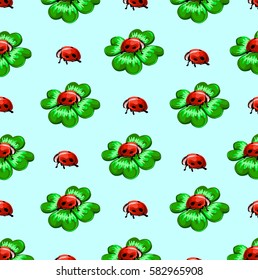 pattern clover and ladybugs