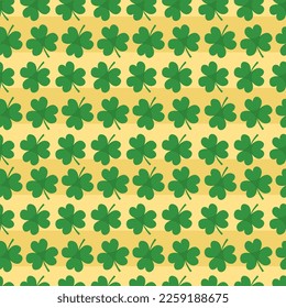 Pattern With Clover For St Patricks Day Decoration Green Vector Illustration In Flat Style