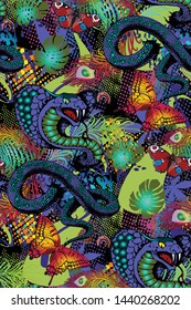 Pattern of cobra. Suitable for fabric, wrapping paper and the like. Vector illustration