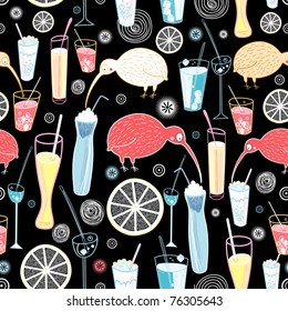 pattern of cocktails and birds
