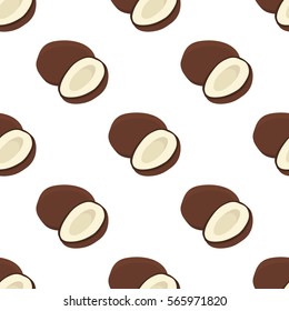Pattern with coconut color icons in cartoon design