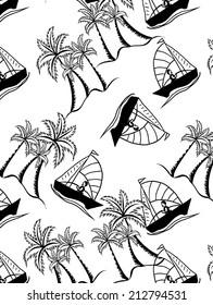 pattern of coconut palms in summer and ship.beautiful background.