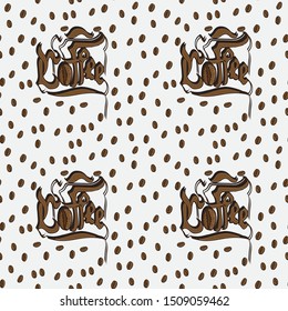 Pattern with coffee and coffee beans.