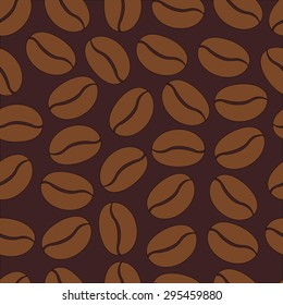 pattern with coffee beans on a brown background