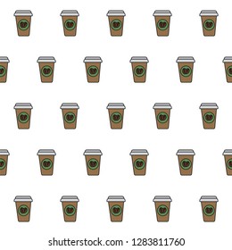 Pattern Coffee cup on colour background, Vector