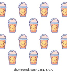 pattern of coffee milkshakes kawaii style