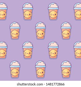 pattern of coffee milkshakes kawaii style