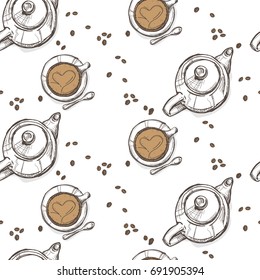 pattern coffee pot hand drawing graphic background