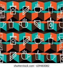 Pattern of coffee shop with background abstract in vector illustration