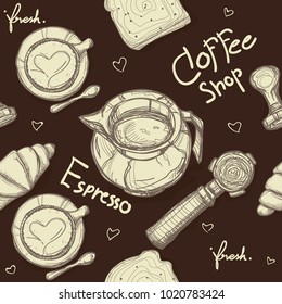 pattern coffee shop graphic design background objects 