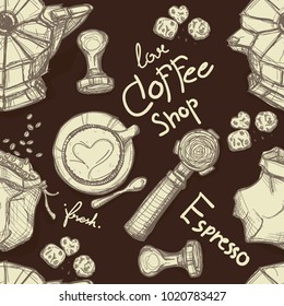 pattern coffee shop graphic design background objects 