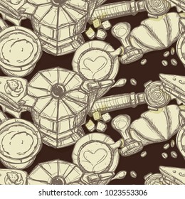 pattern coffee shop graphic design background objects 