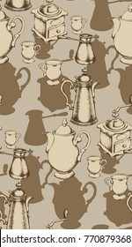 Pattern of coffee utensils. Vector illustration