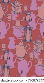Pattern of coffee utensils. Vector illustration