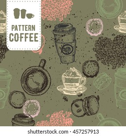 Pattern coffee. Vector illustration, handmade