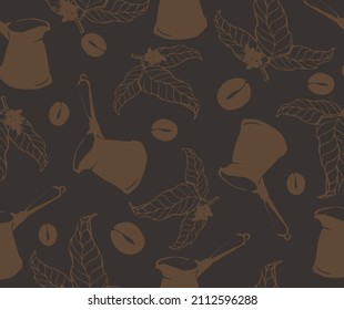 Pattern "Coffee". Vector. Most suitable for background designs.
