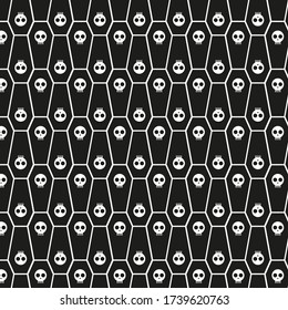 Pattern of coffins with skulls. Roof tile color white
