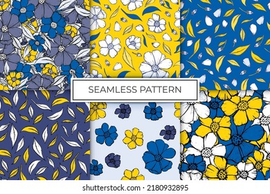 Colección de patrones Flor colorida con contorno y color para fondo, papel pintado, impresión, tela