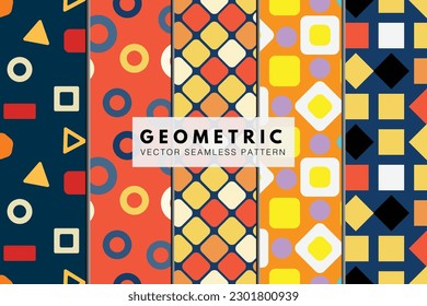 Pattern collection of geometric shapes seamless repeating pattern